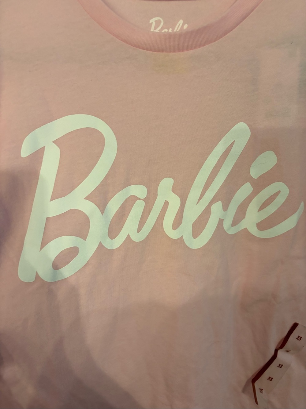 Mattel Barbie Script Tee in Light Pink with White Print